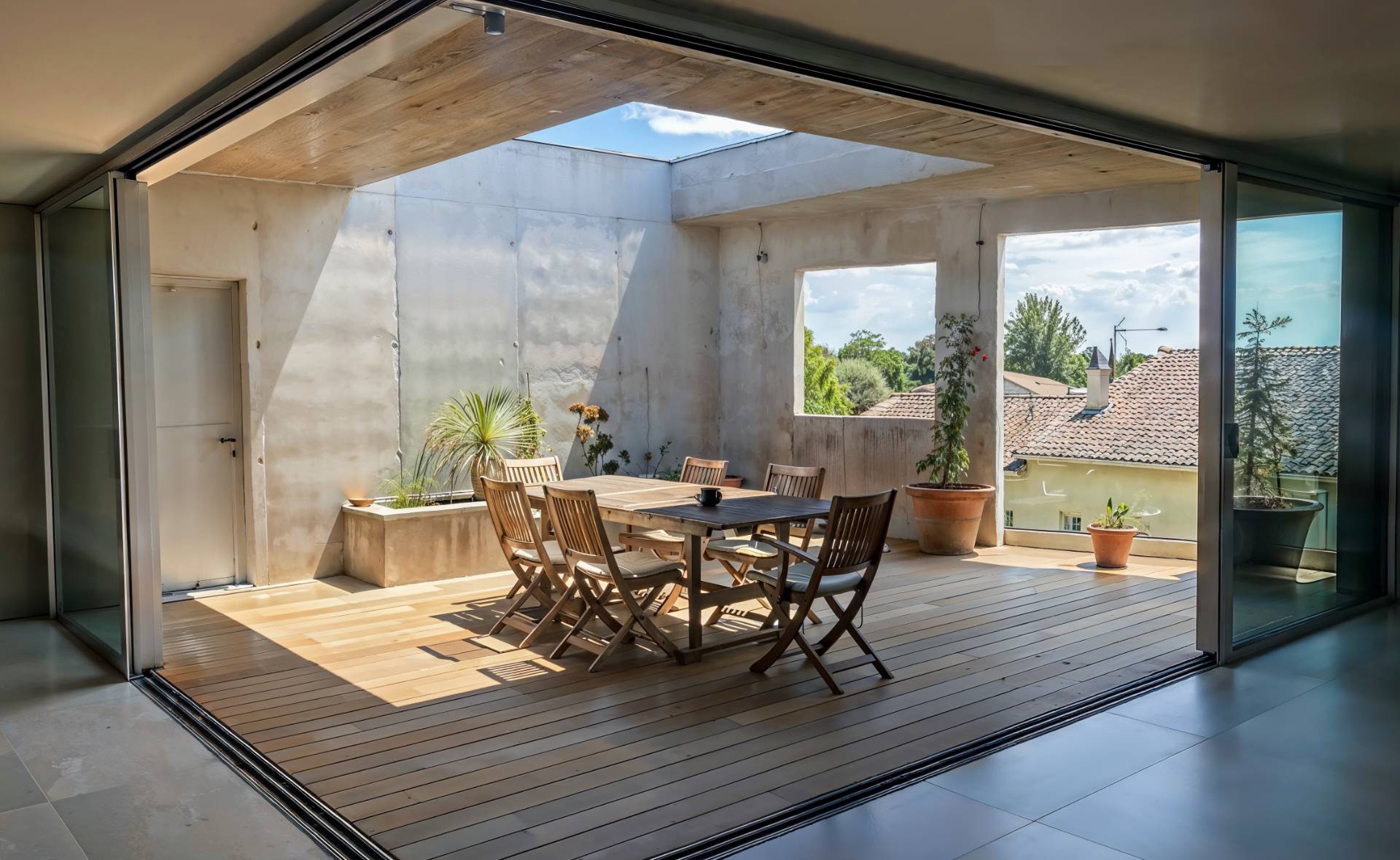 Photo d'une terrasse avec parquet en bois